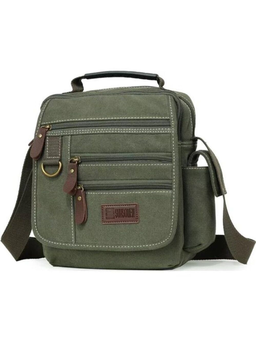 Mens Canvas Messenger Bag Small Crossbody Shoulder Bag Work Travel Laptop Bag